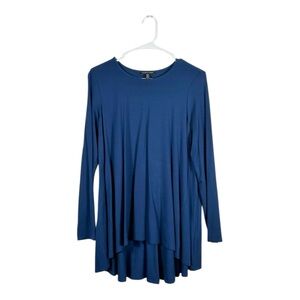 Eileen Fisher Navy Blue Stretch Jersey Swing Hi-Low Tunic Top